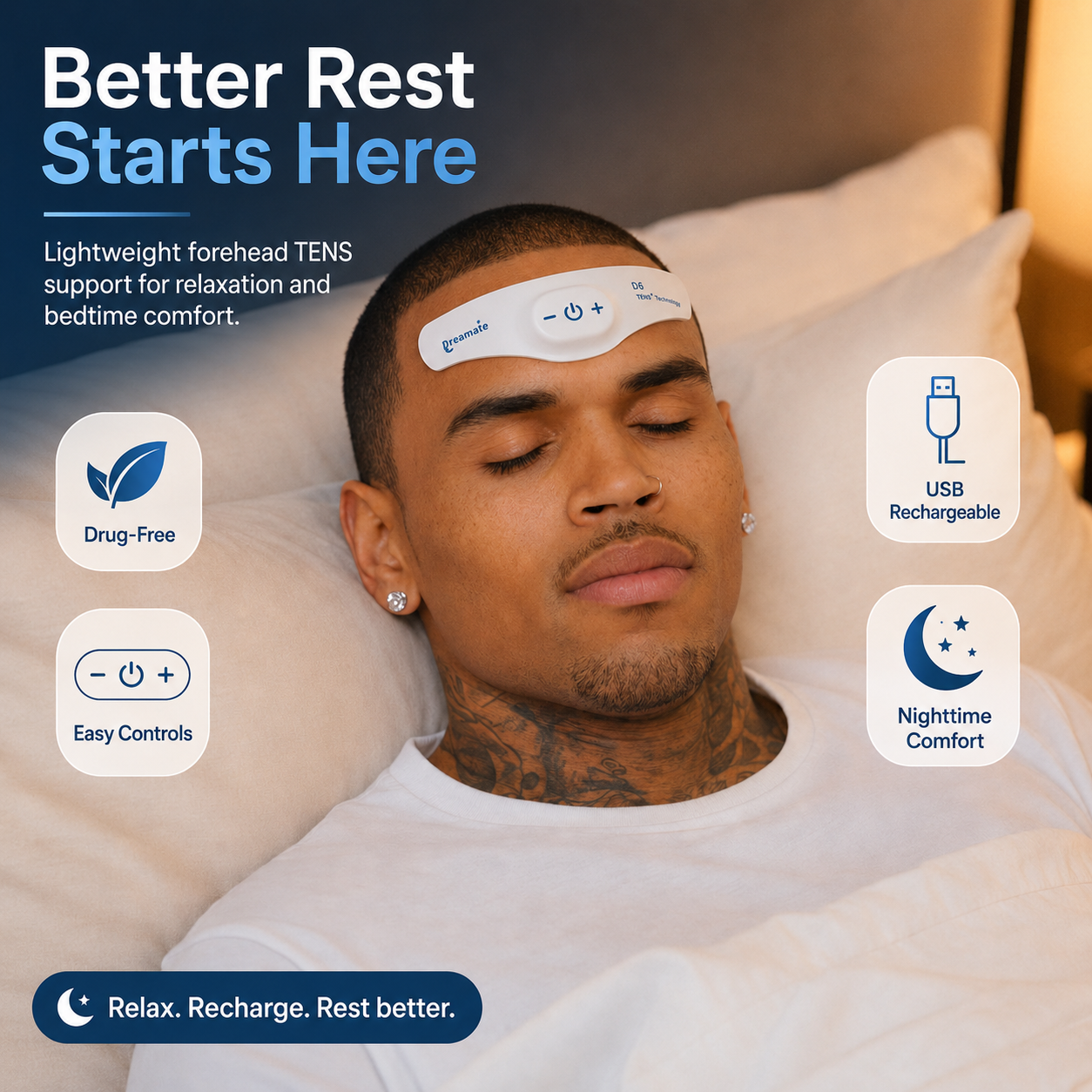 New Drop Performance Recovery Forehead TENS Sleep